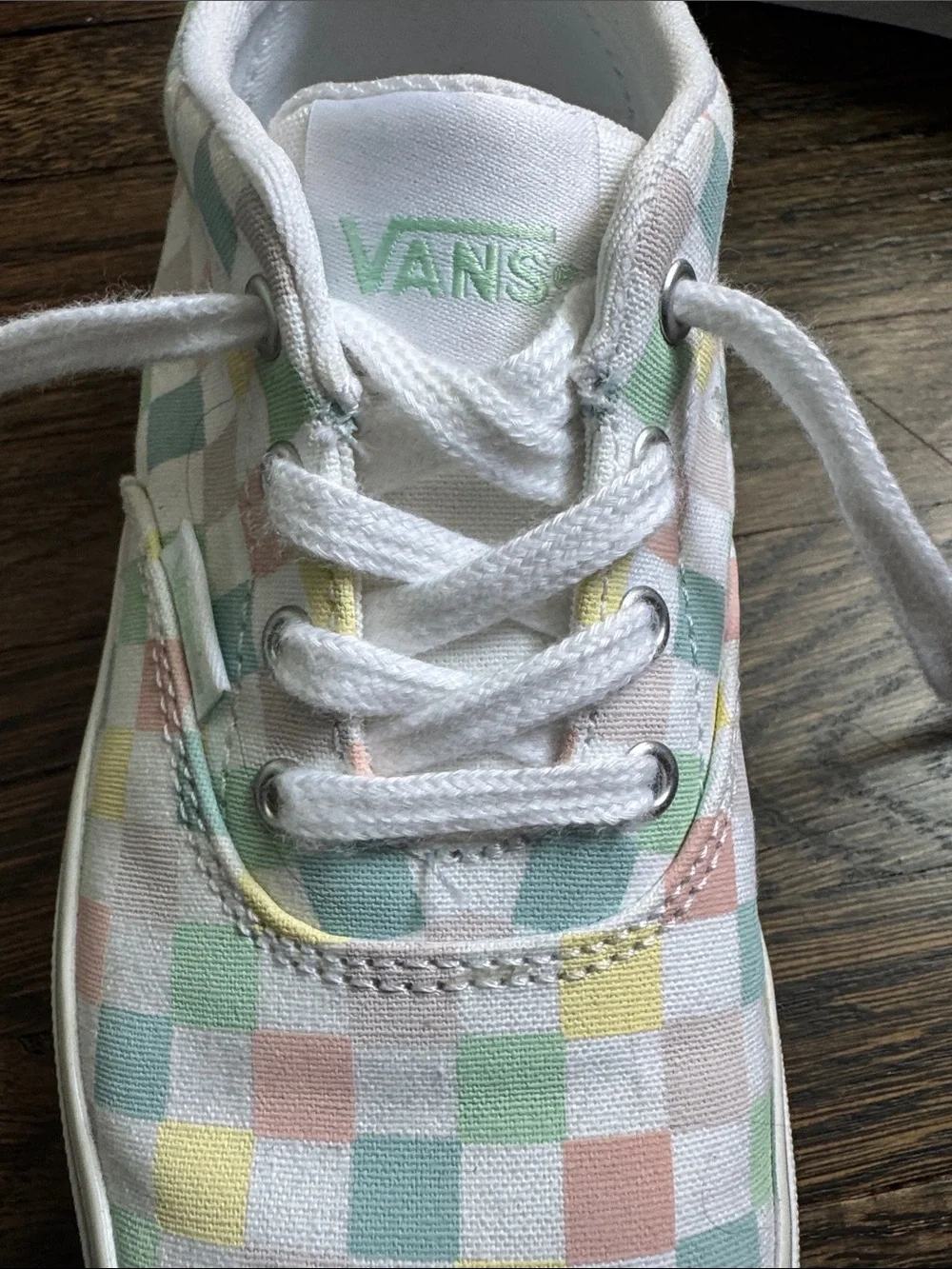 Kids Pastel Checkerboard Lace-Up Sneakers - White Base